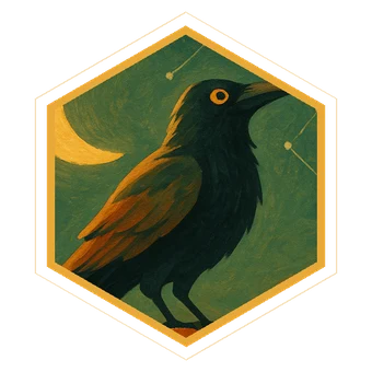 The Munin raven on a gold-edged hex tile
